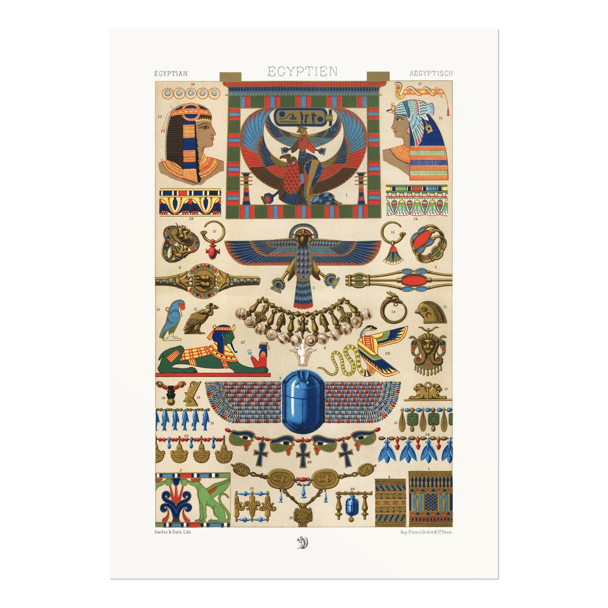 ALBERT RACINET - Egyptian Pattern from 'L'ornement Polychrome' - Pathos Studio - Art Prints