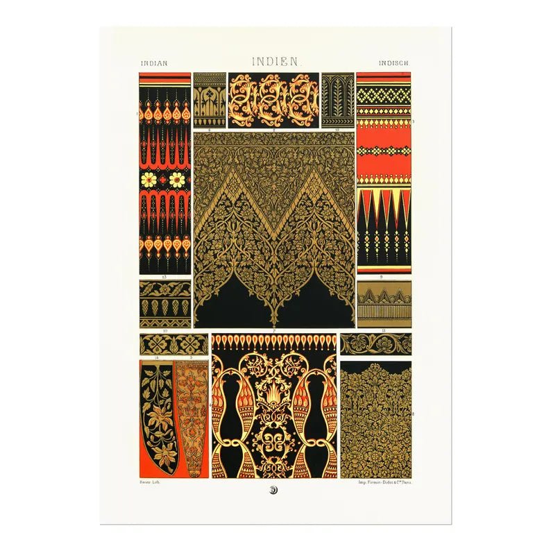 ALBERT RACINET - Indian Pattern Lithograph from 'L'ornement Polychrome' - Pathos Studio - Art Prints