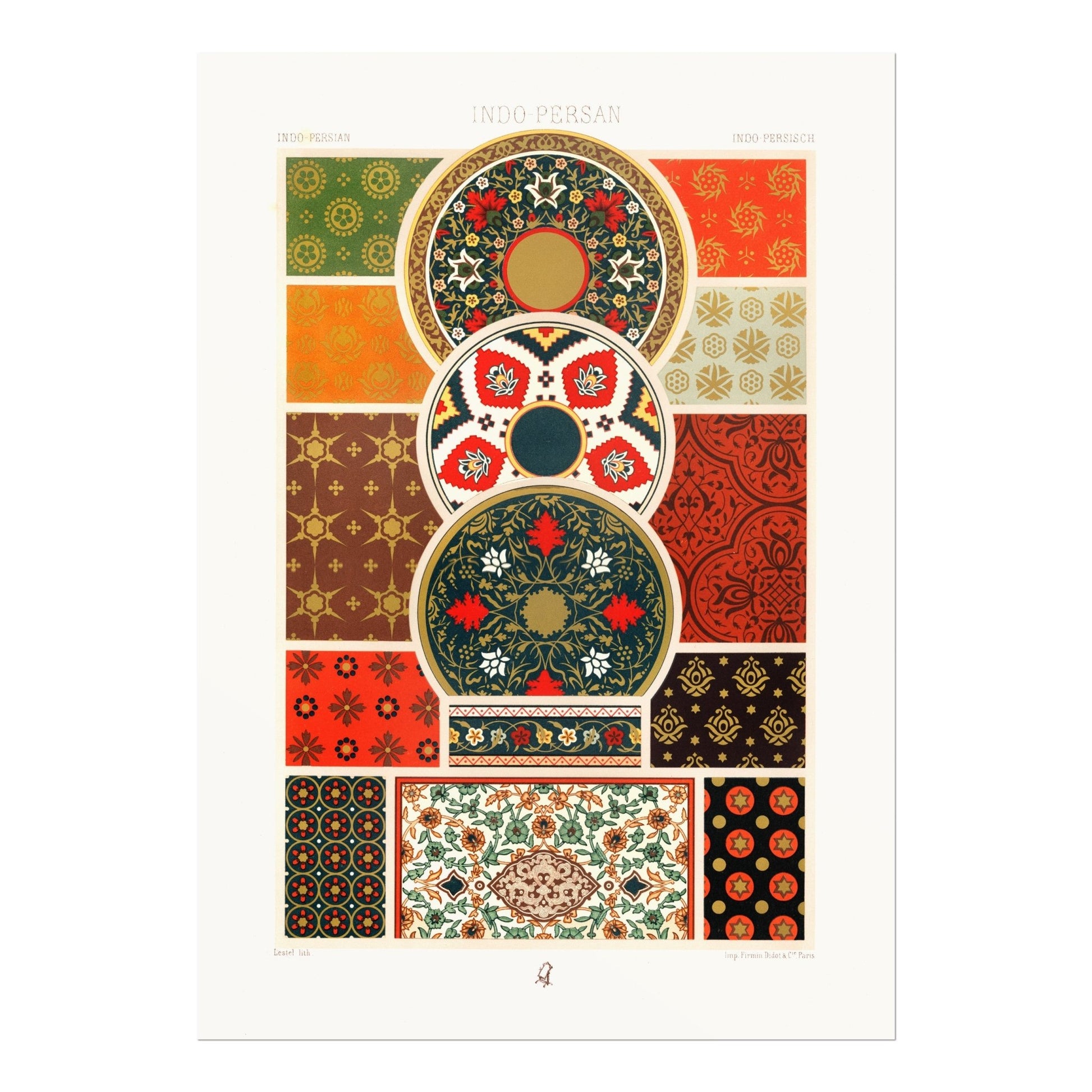 ALBERT RACINET - Indo Persian Pattern from 'L'ornement Polychrome' - Pathos Studio - Art Prints