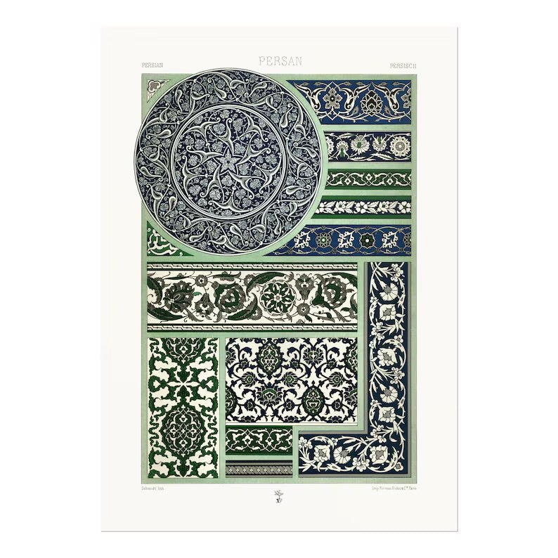 ALBERT RACINET - Persian Pattern Lithograph from 'L'ornement Polychrome' - Pathos Studio - Art Prints