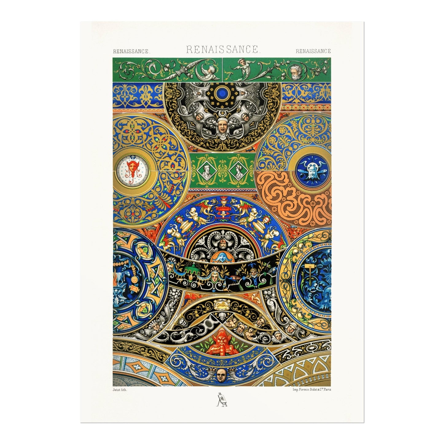 ALBERT RACINET - Renaissance Pattern from 'L'ornement Polychrome' - Pathos Studio - Art Prints