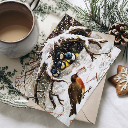 Christmas Greetings Cards: Birds In Snow - Pathos Studio - Greetings Cards