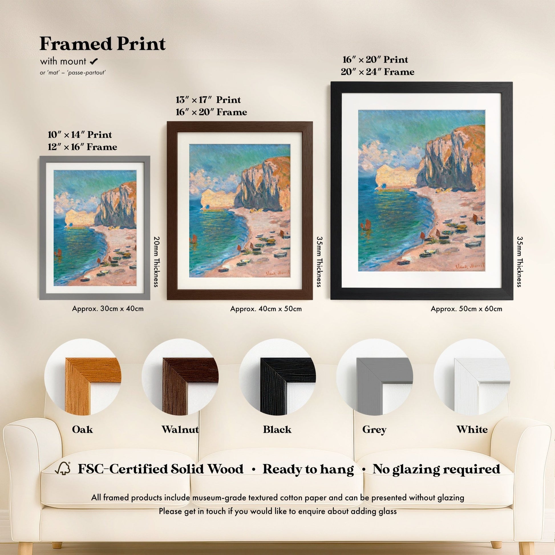 Claude Monet - Étretat: The Beach and the Falaise d'Amont | Art Prints | Pathos Studio