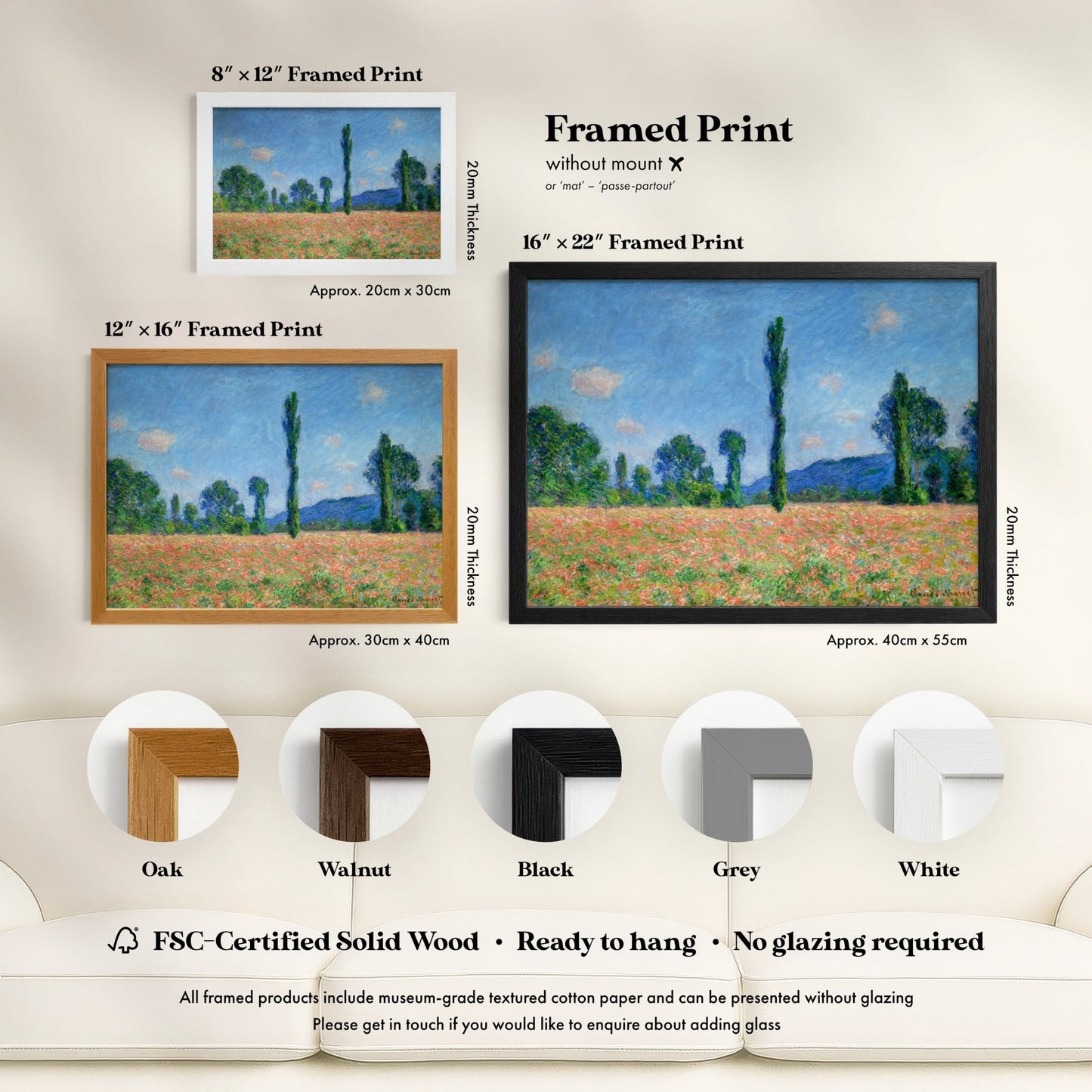 Claude Monet - Poppy Field, Giverny | Art Prints | Pathos Studio