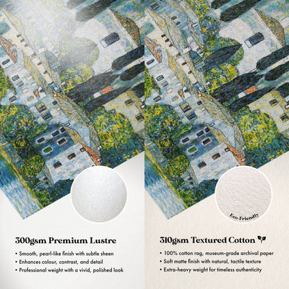 The image is a collage of two images, one showing a painting and the other showing a textured cotton paper. The text in the image is too small to read clearly, so I cannot provide specific details about the content of the images.