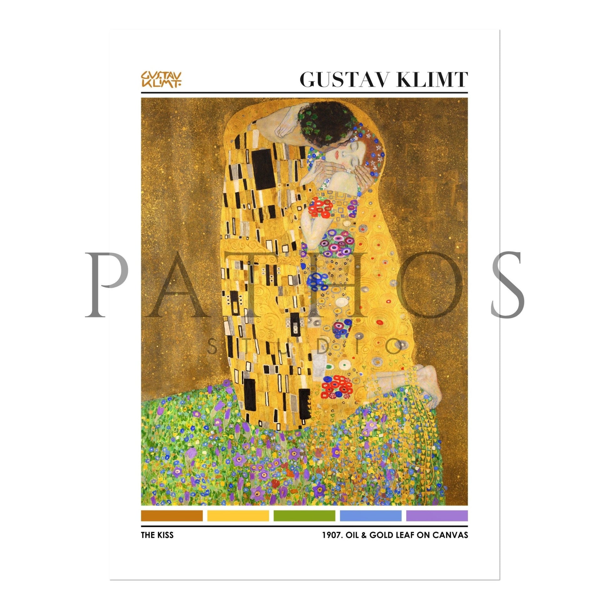 GUSTAV KLIMT - The Kiss (Color Palette Poster) - Pathos Studio - Art Prints