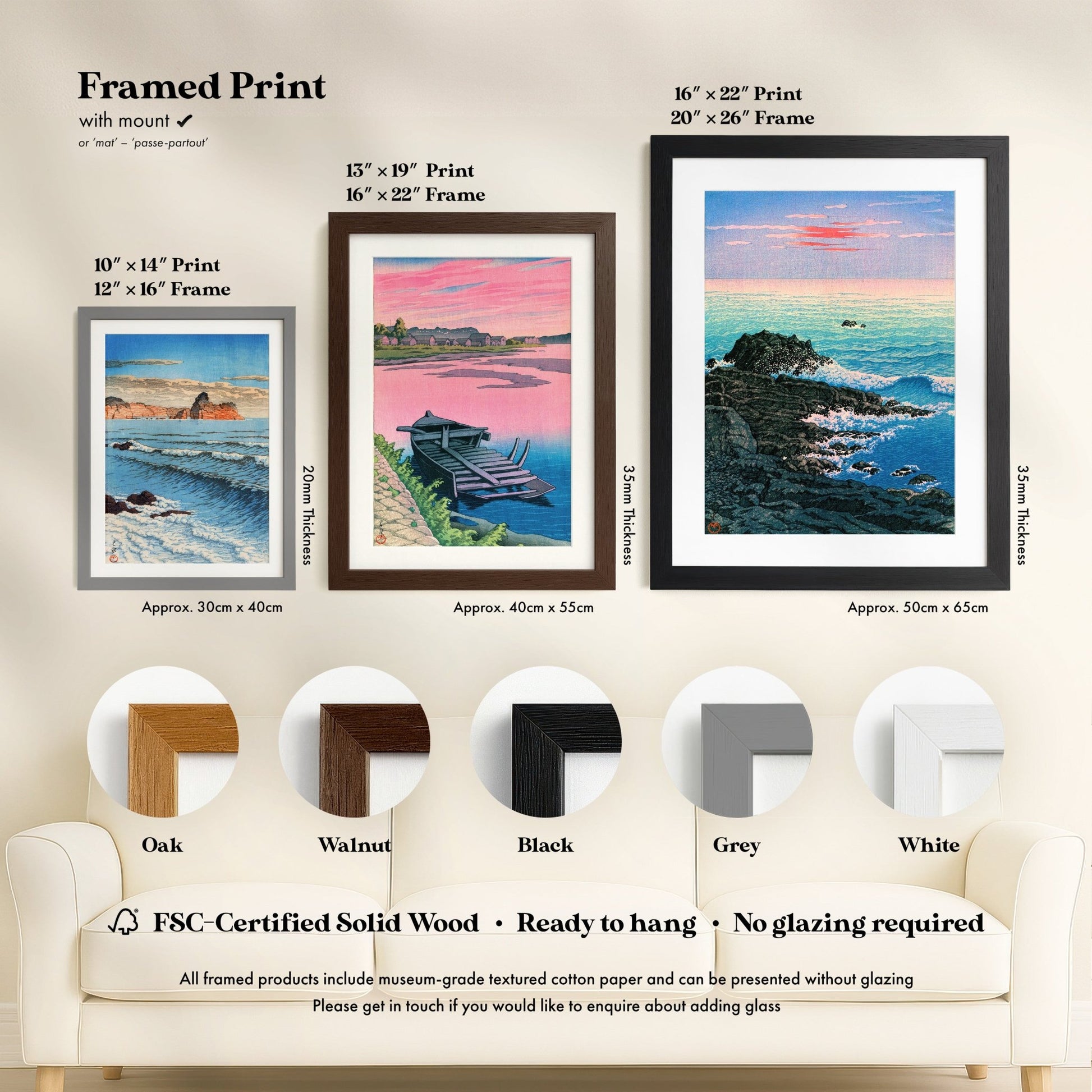 Hasui Kawase - Set of 3 Japanese Coastal Prints | Art Print Sets | Pathos Studio