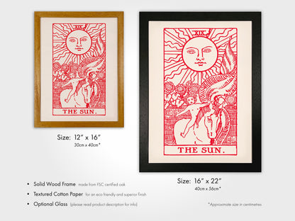 Set of 3 Tarot Prints: The Sun, Moon & Star (Red)