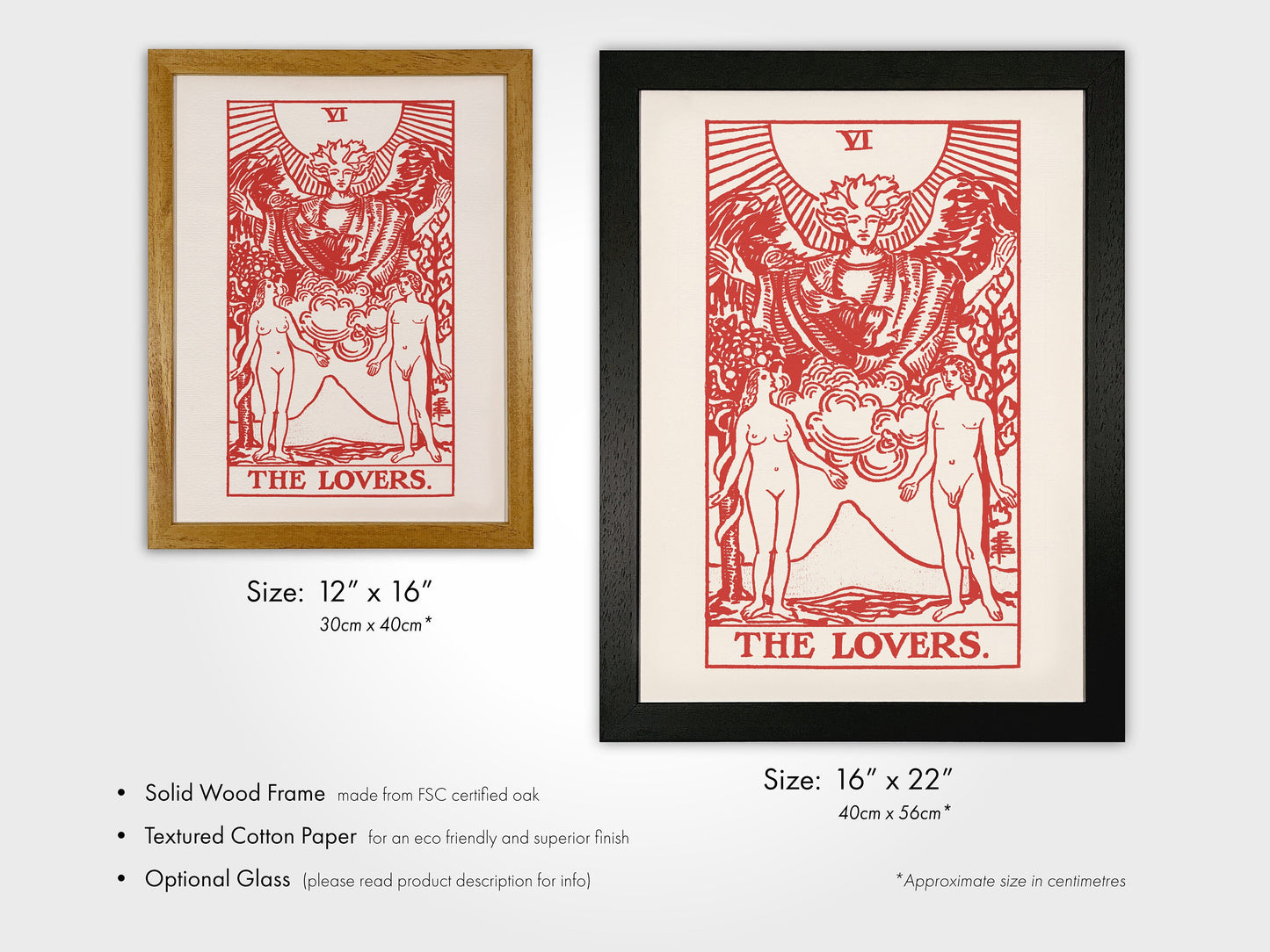 Set of 3 Tarot Prints: Emperor, Lovers & Empress (Red)