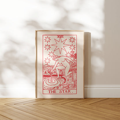 Set of 3 Tarot Prints: The Sun, Moon & Star (Red)