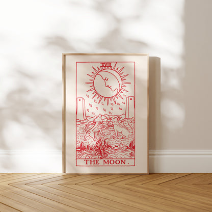 Set of 3 Tarot Prints: The Sun, Moon & Star (Red)