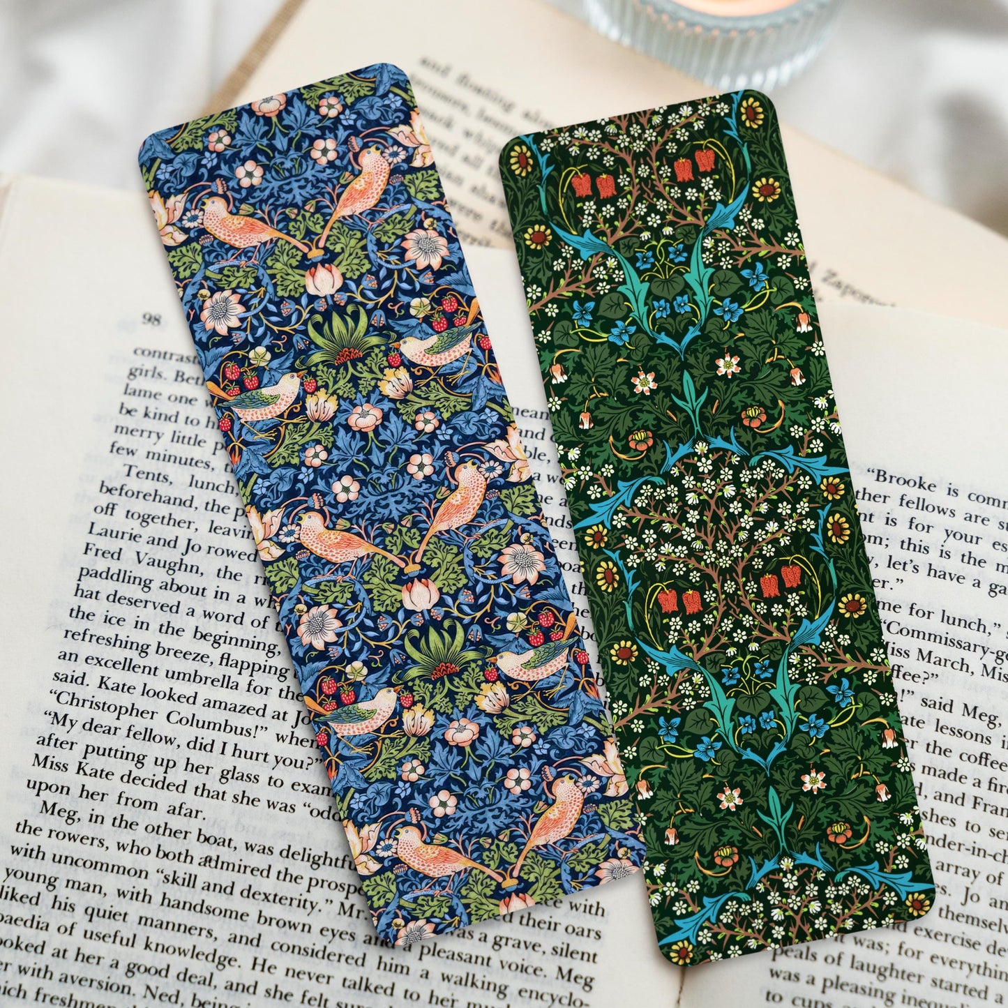 William Morris Bookmarks: Strawberry Thief / Tulip