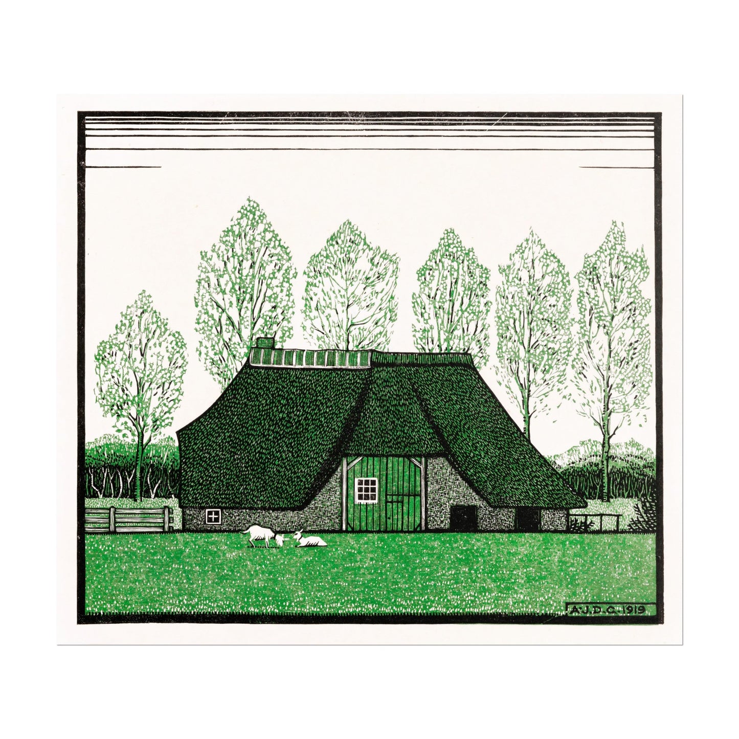 JULIE DE GRAAG - Farmhouse With Thatched Roof (Giclée Art Print) - Pathos Studio - Marketplace Listings