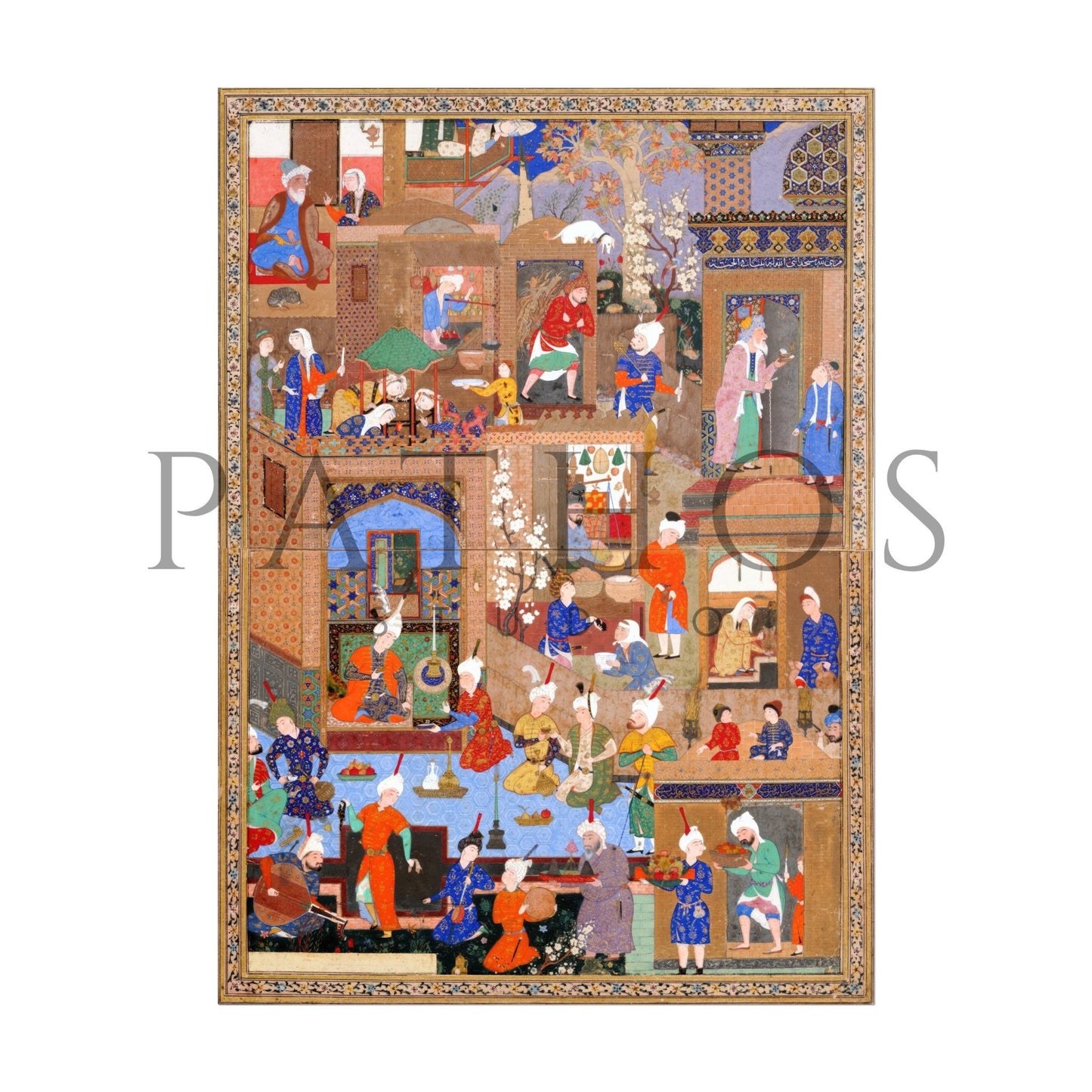 Nighttime In A City (Traditional Persian Miniature Art) - Pathos Studio - Art Prints