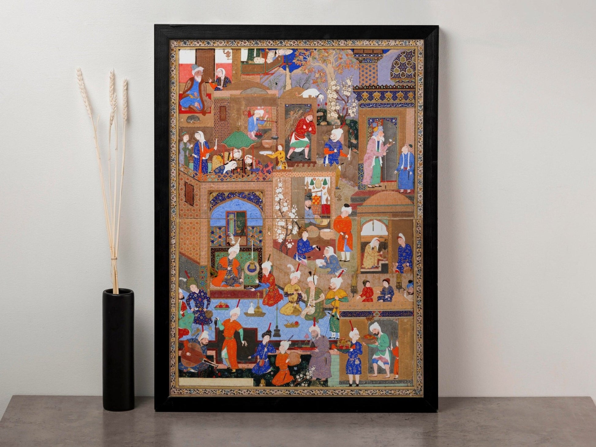 Nighttime In A City (Traditional Persian Miniature Art) - Pathos Studio - Art Prints