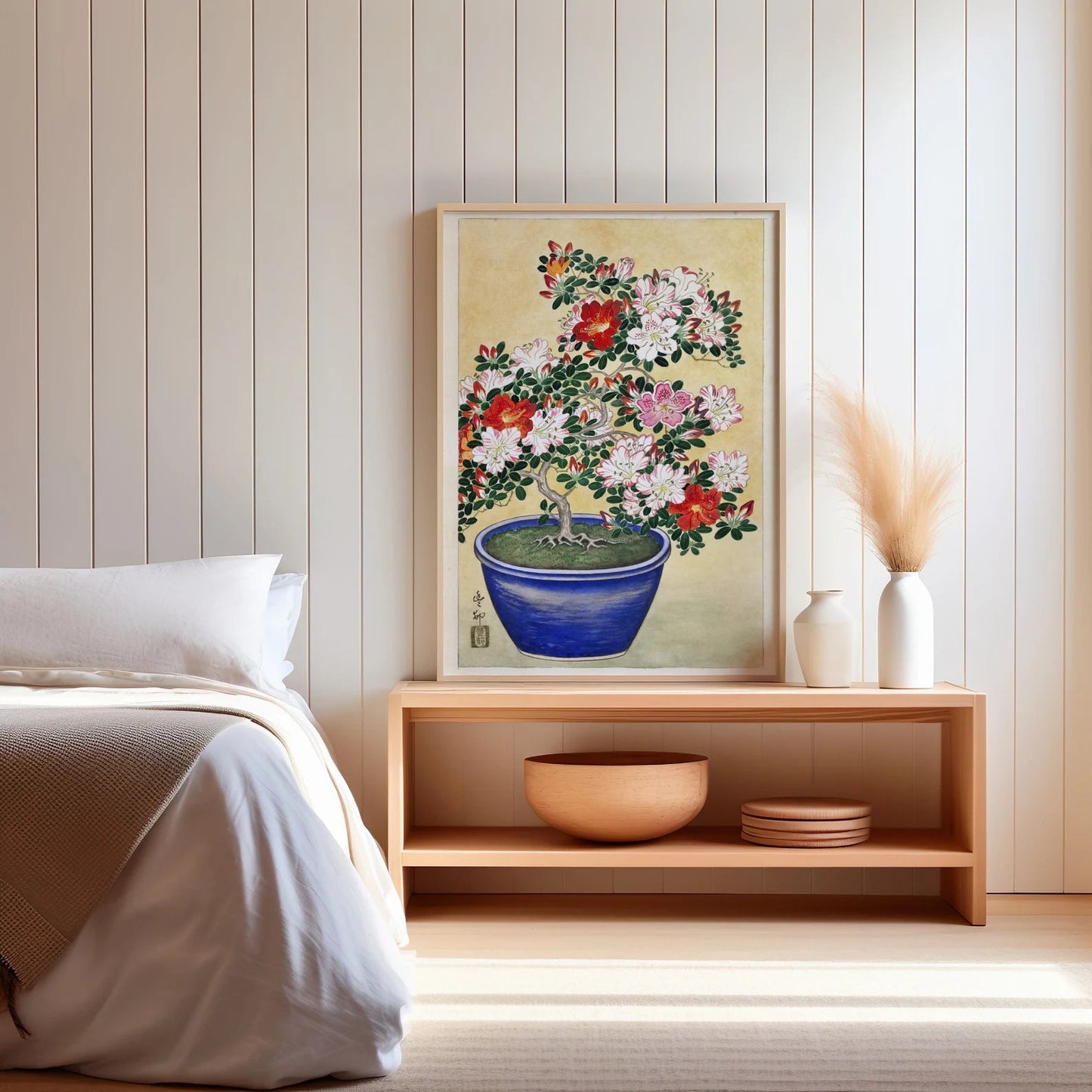 OHARA KOSON - Blooming Azalea in Blue Pot - Pathos Studio - Art Prints