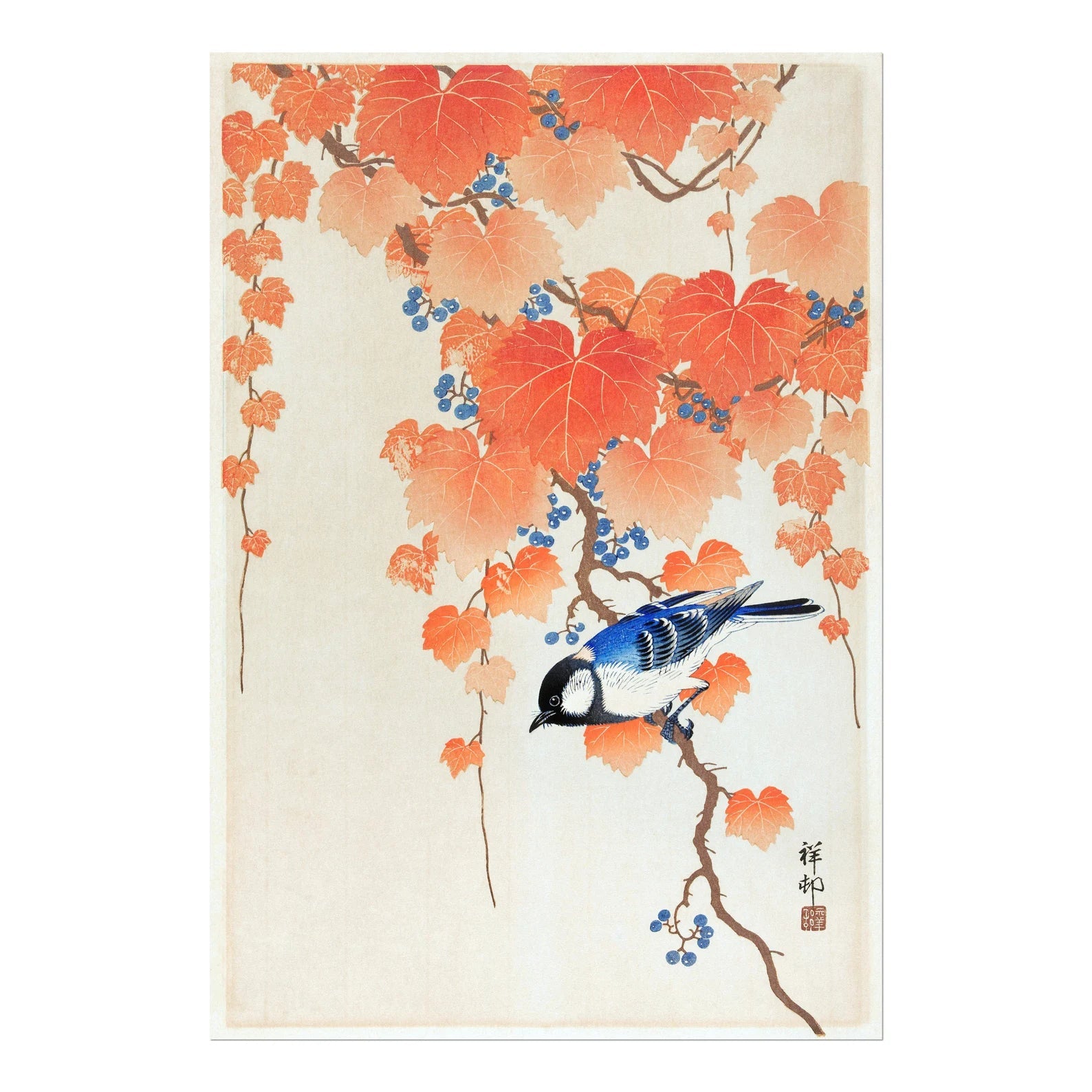 OHARA KOSON - Great Tit on Paulownia Beach - Pathos Studio - Art Prints