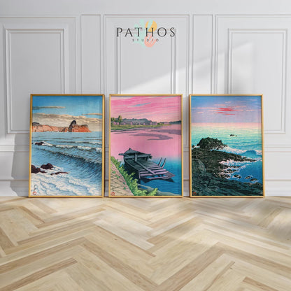 Set of 3 Japanese Coastal Prints.
