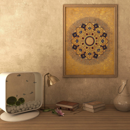 Rosette Bearing Names and Titles of Shah Jahan (Traditional Persian Art) - Pathos Studio - Art Prints