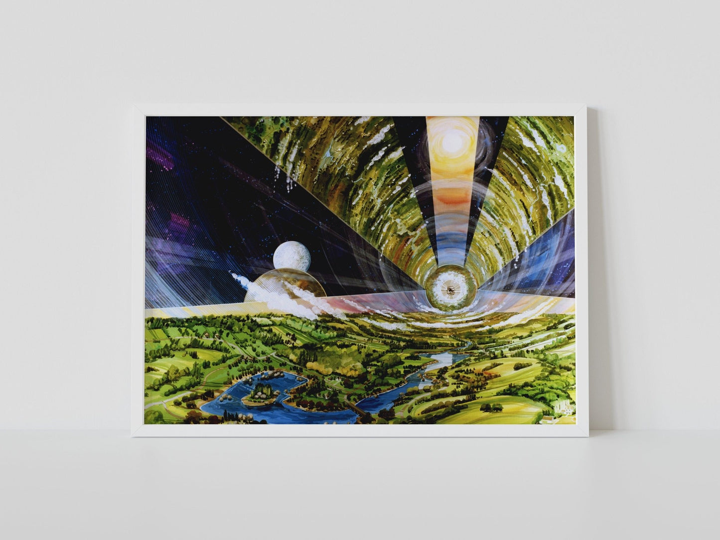 Space Colony Art - O'Neill Cylinder Interior - Pathos Studio - Art Prints