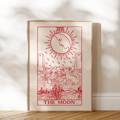 Tarot Card Print: XVIII The Moon (Red) - Pathos Studio - Art Prints