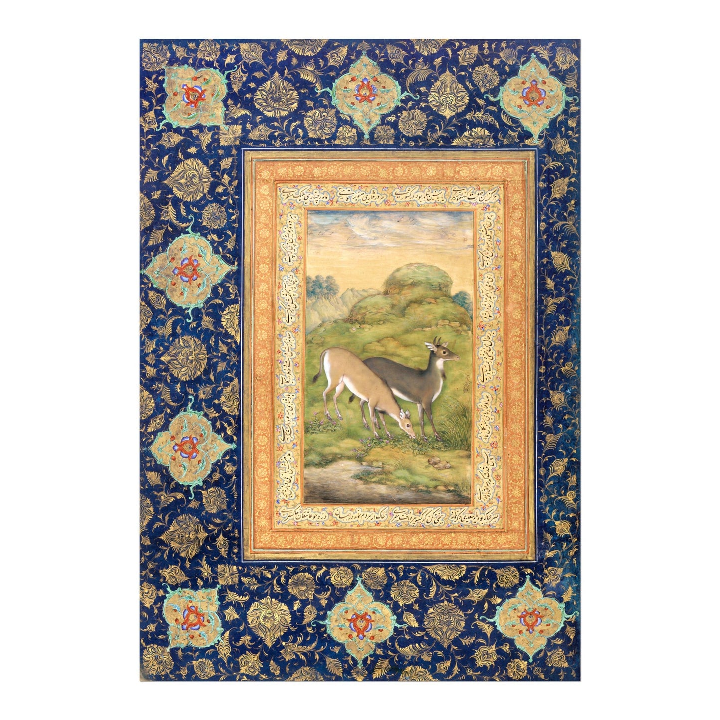 Two Deer (Traditional Persian Miniature Art) (Giclée Art Print) - Pathos Studio - Marketplace Listings