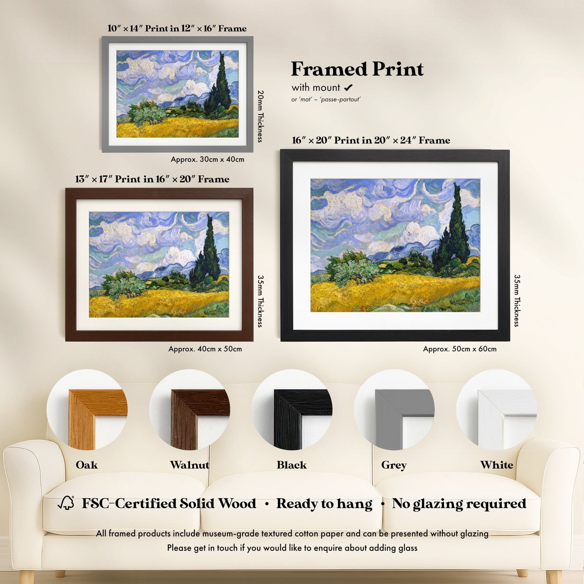 Vincent Van Gogh - Wheat Field With Cypresses | Art Prints | Pathos Studio