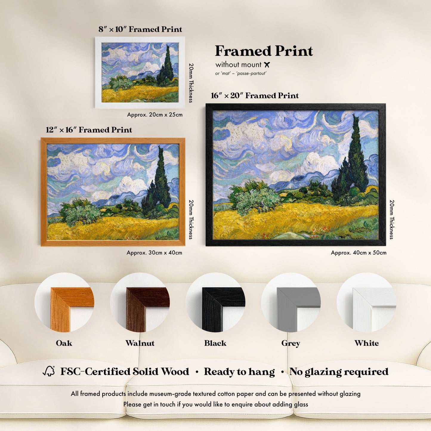Vincent Van Gogh - Wheat Field With Cypresses | Art Prints | Pathos Studio