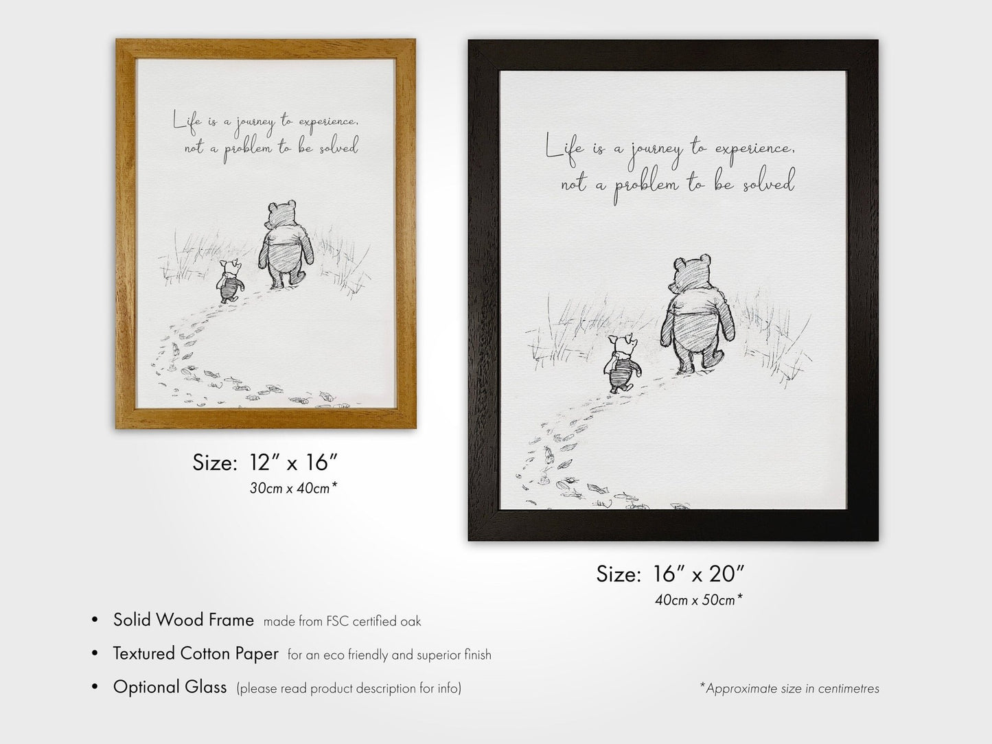 WINNIE THE POOH - 'Life Is A Journey' Inspirational Quote - Pathos Studio - Art Prints