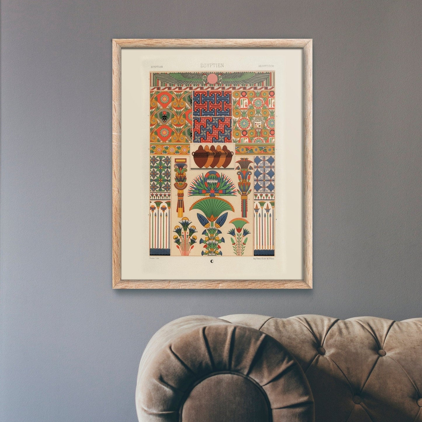 ALBERT RACINET - Egyptian Pattern Lithograph from 'L'ornement Polychrome' 1 (Giclée Art Print) - Pathos Studio - Art Prints