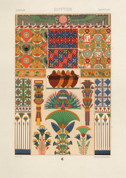 ALBERT RACINET - Lithographie à motif égyptien de 'L'ornement Polychrome'