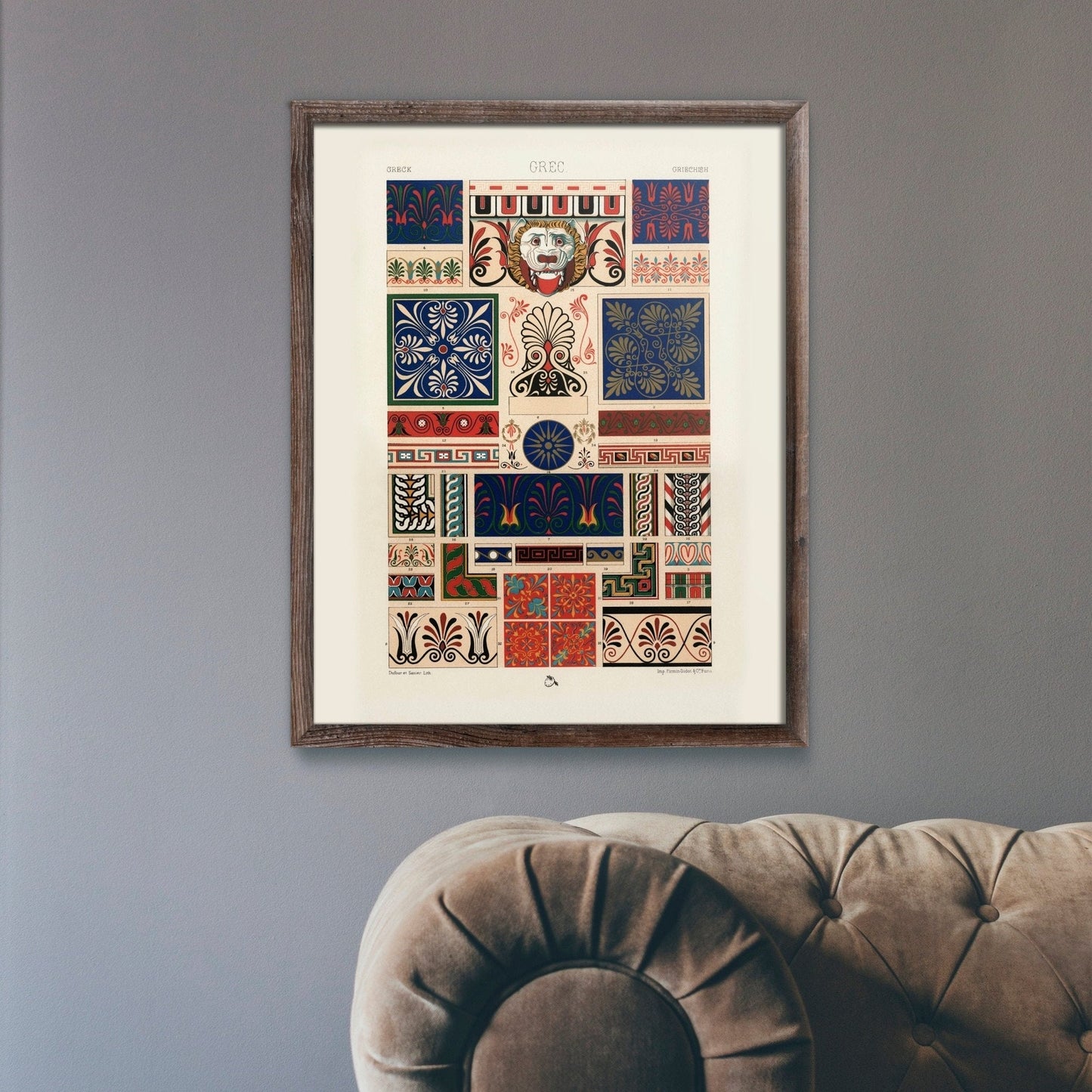 ALBERT RACINET - Greek Pattern Lithograph from 'L'ornement Polychrome' 1 (Giclée Art Print) - Pathos Studio - Art Prints