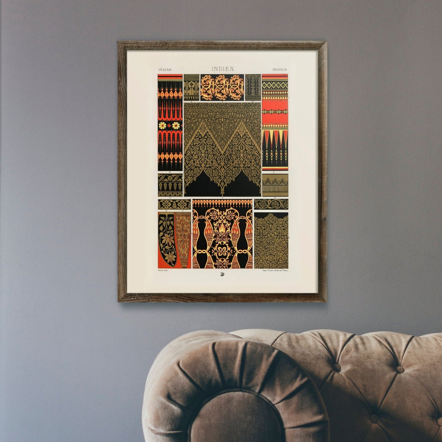 ALBERT RACINET - Indian Pattern Lithograph from 'L'ornement Polychrome' 1 (Giclée Art Print) - Pathos Studio - Art Prints