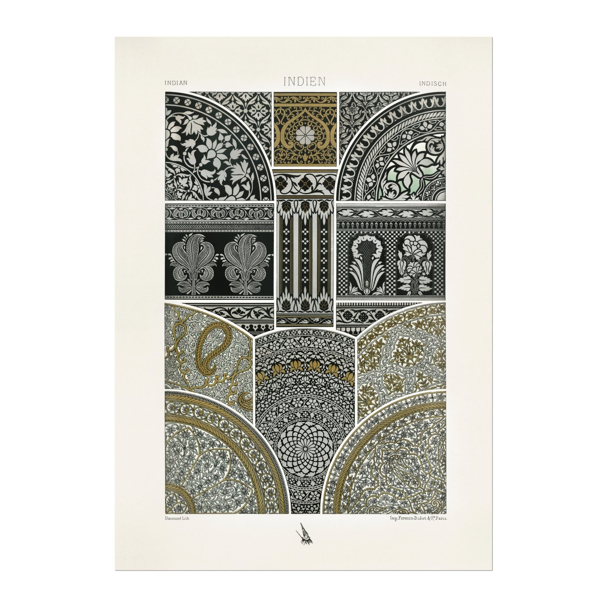 ALBERT RACINET - Indian Pattern Lithograph from 'L'ornement Polychrome' 2 (Giclée Art Print) - Pathos Studio - Art Prints