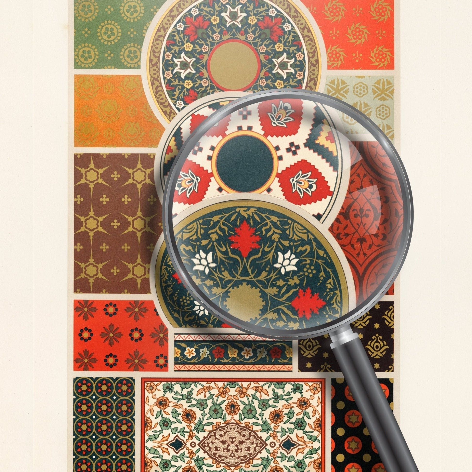 ALBERT RACINET - Indo Persian Pattern Lithograph from 'L'ornement Polychrome' 3 (Giclée art print) - Pathos Studio - Art Prints