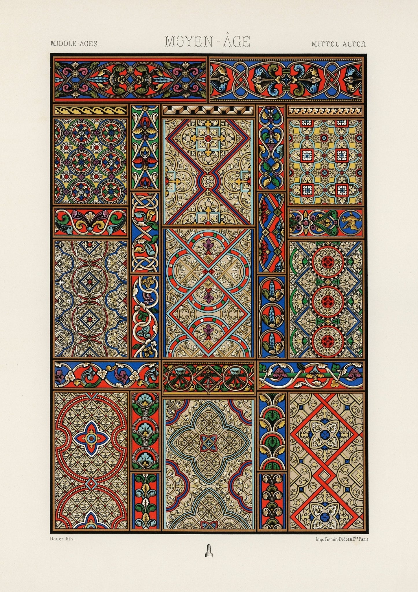 ALBERT RACINET - Mittelalterliche Musterlithographie aus „L'ornement Polychrome“