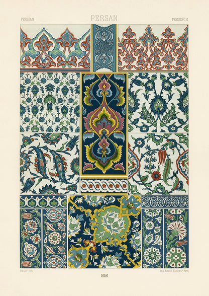 ALBERT RACINET - Persian Pattern Lithograph from 'L'ornement Polychrome'