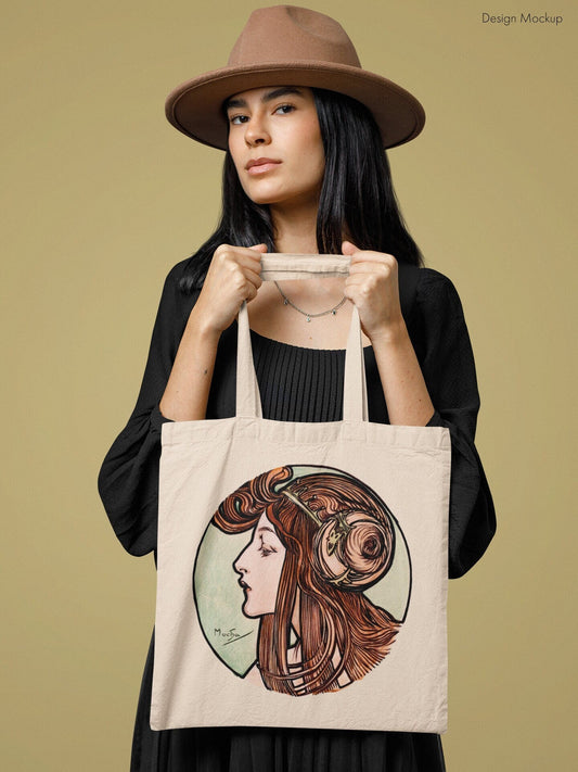 ALPHONSE MUCHA - Facade Of The Fouquet Tote Bag #1 - Pathos Studio - Tote Bags