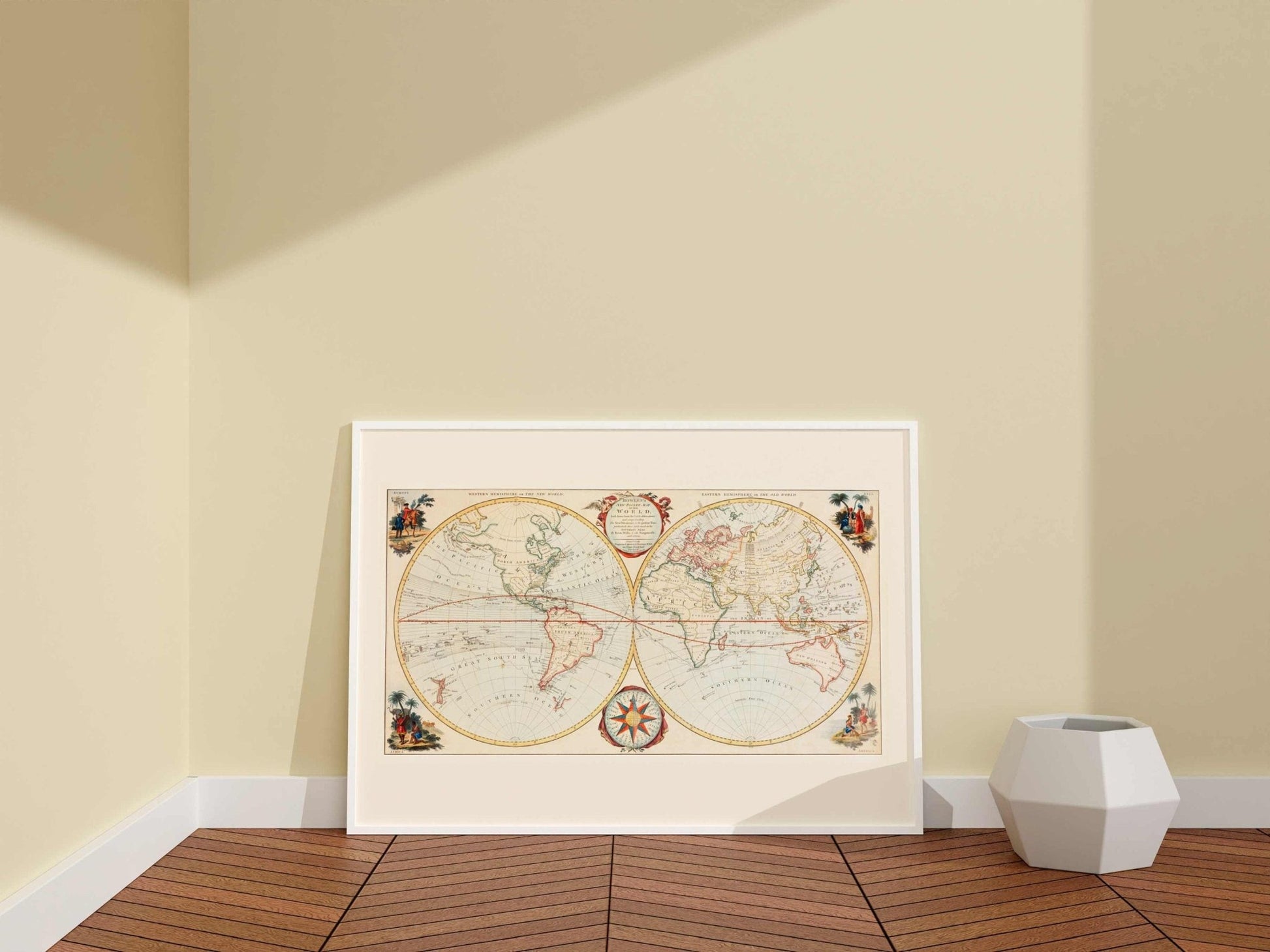 Bowles’ New Pocket Map Of The World (Vintage Poster) - Pathos Studio - Art Prints