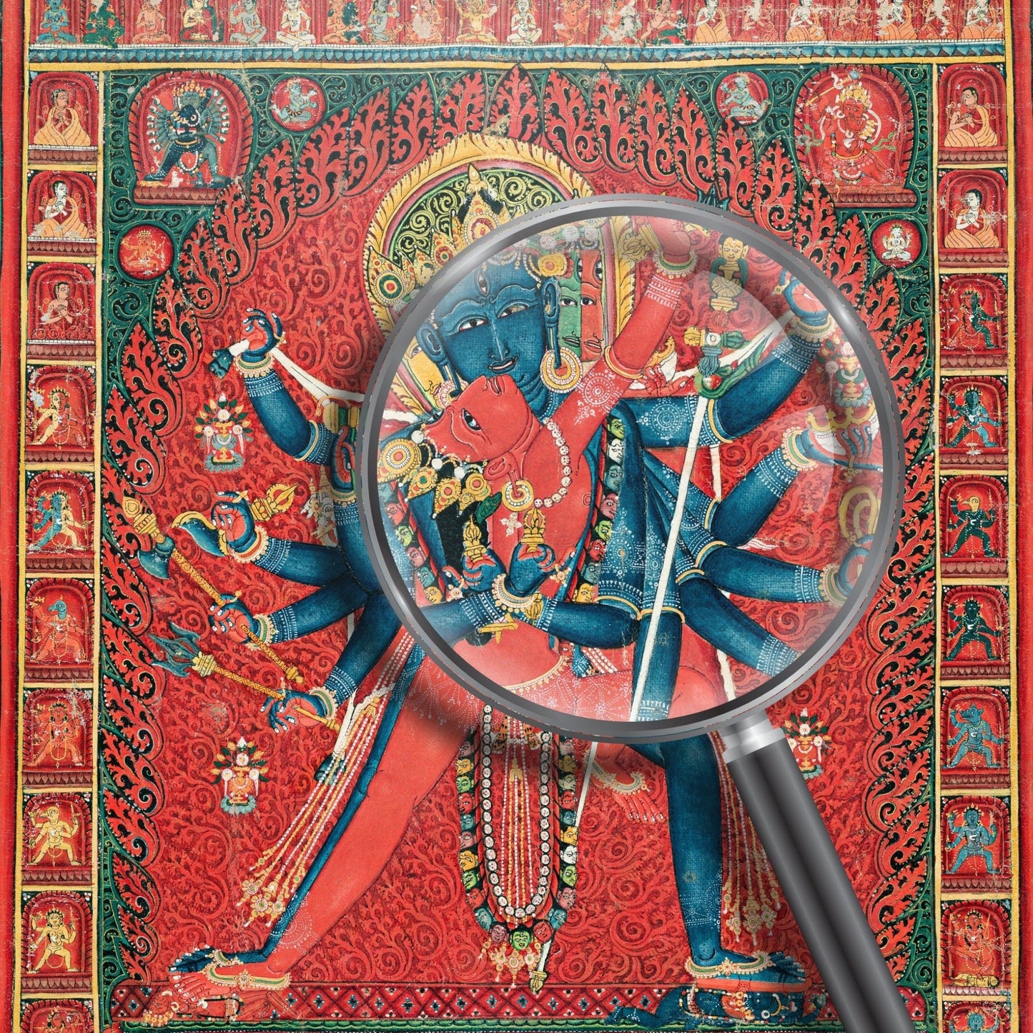 Chakrasamvara and Consort Vajravarahi (Traditional Tibetan Thangka Painting / Buddhist Art)