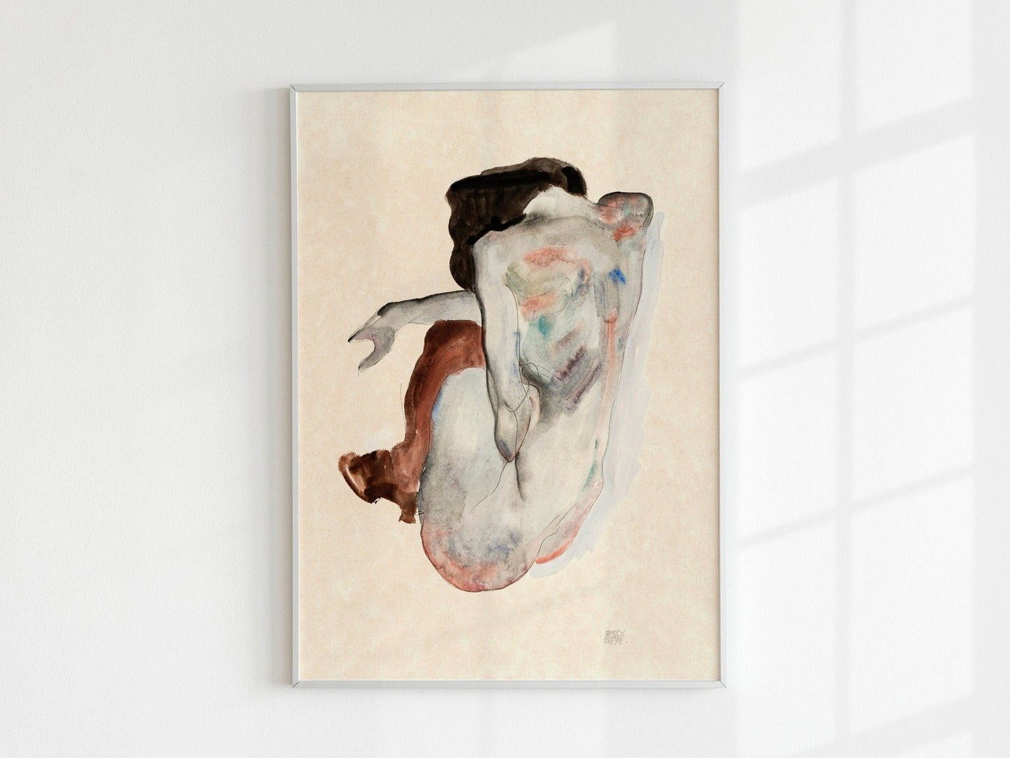 EGON SCHIELE - Crouching Nude In Shoes And Stockings - Pathos Studio - Art Prints