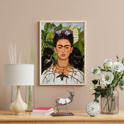 FRIDA KAHLO - Self-Portrait with Thorn Necklace & Hummingbird - Pathos Studio -