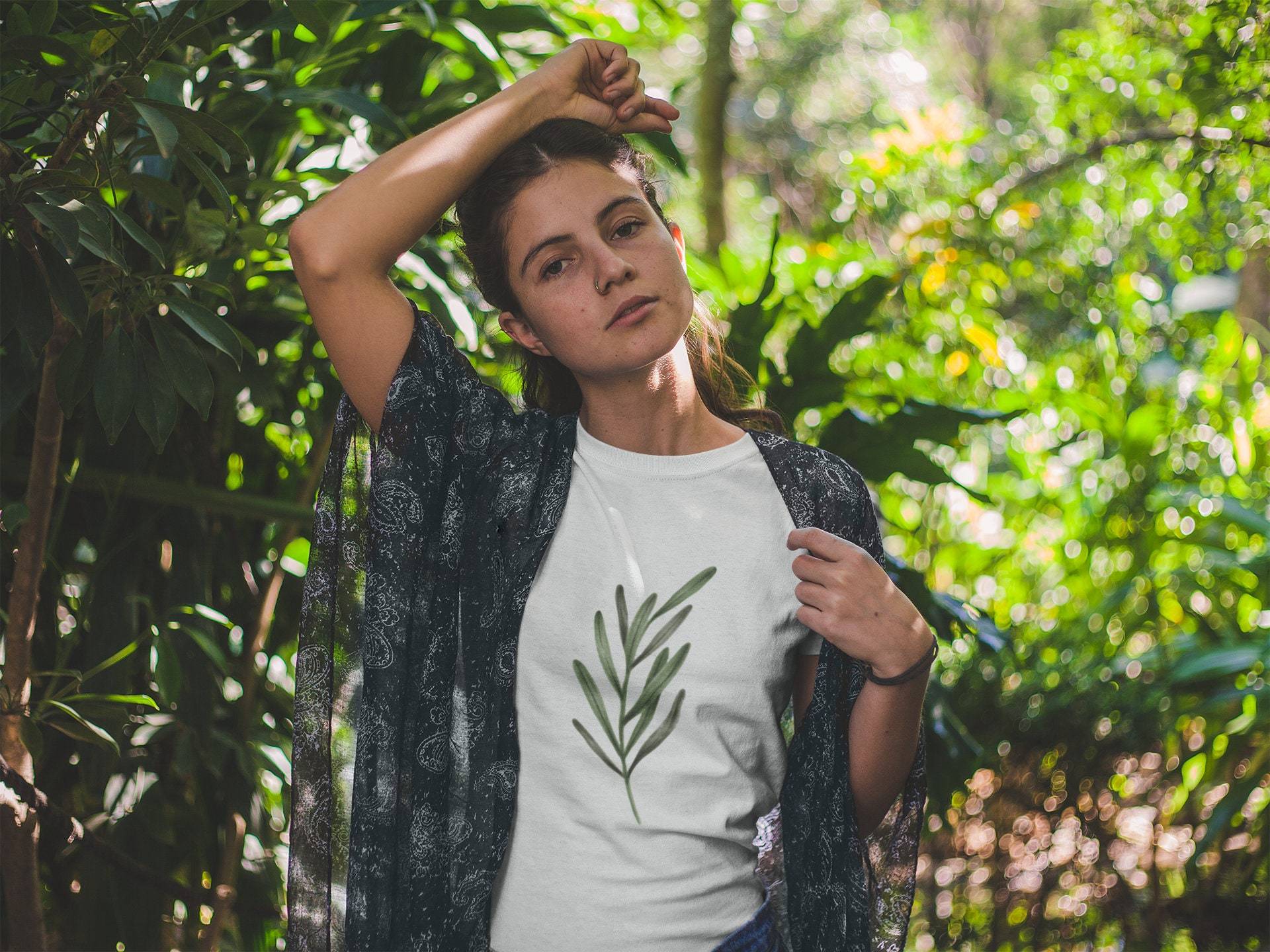 Illustrated Plant Leaf T-Shirt - Pathos Studio -