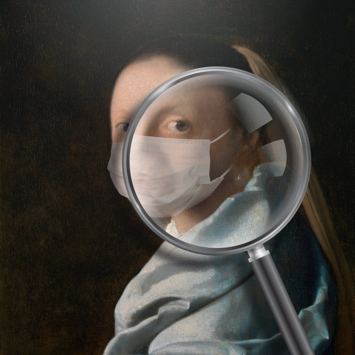 JOHANNES VERMEER - Studie einer jungen Frau mit Gesichtsmaske (retuschiertes klassisches Gemälde)