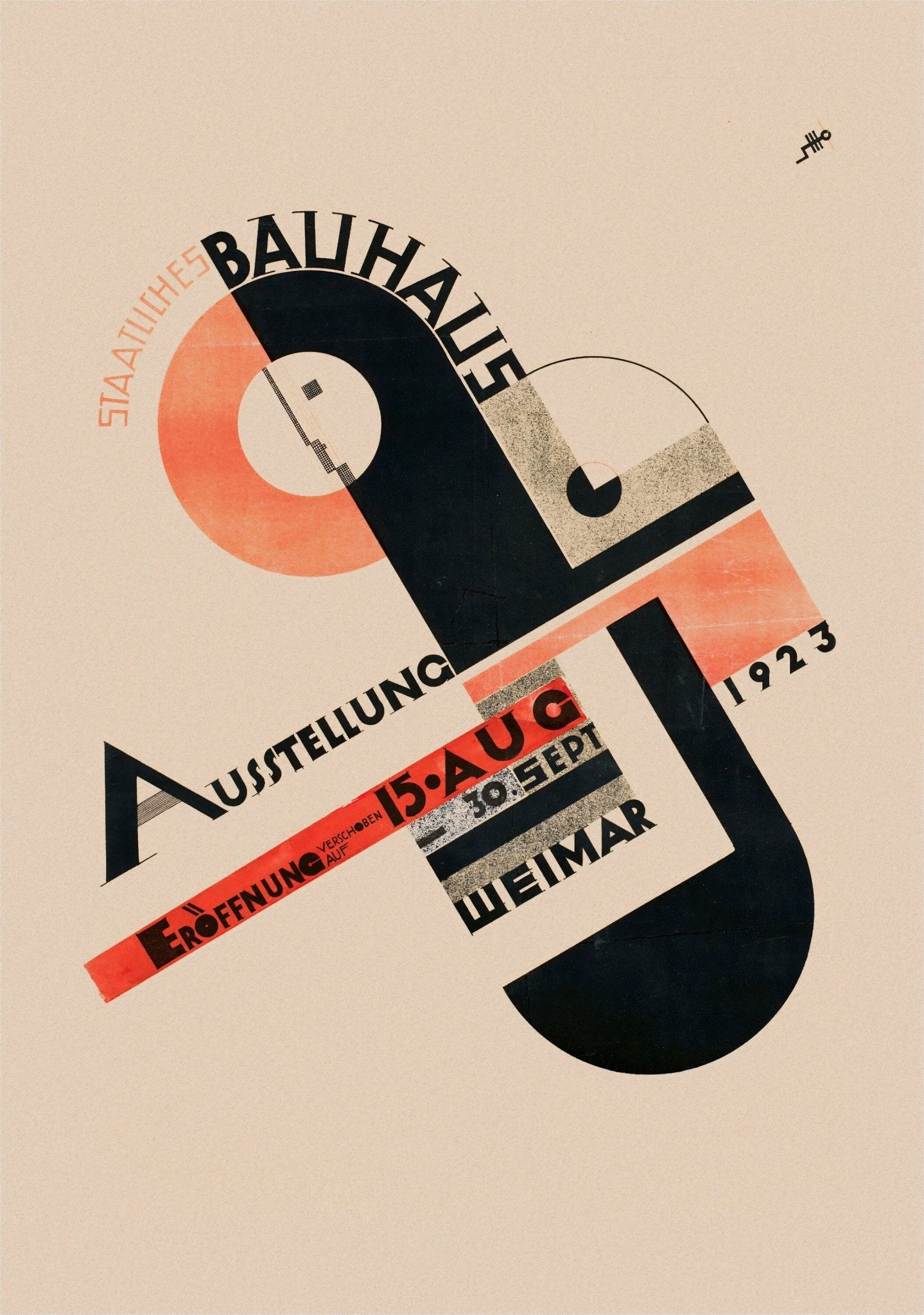 JOOST SCHMIDT - Exposition Bauhaus Weimar 1923 Vintage Poster