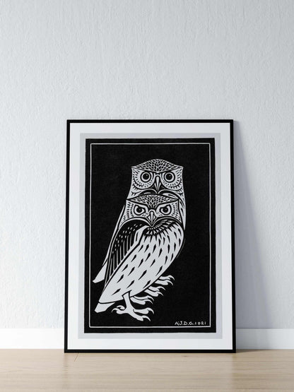 JULIE DE GRAAG - Two Owls - Pathos Studio - Posters, Prints, & Visual Artwork