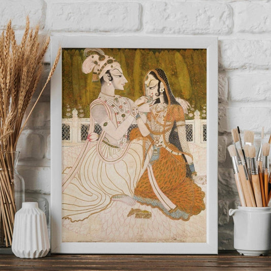 Krishna et Radha (peinture traditionnelle indienne / hindoue)