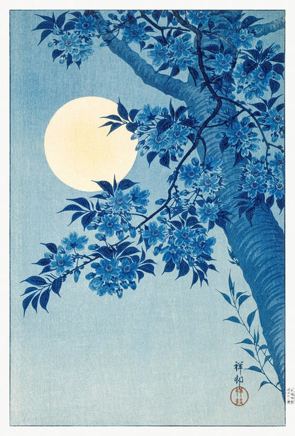 OHARA KOSON – Blühende Kirsche am mondbeschienenen Himmel