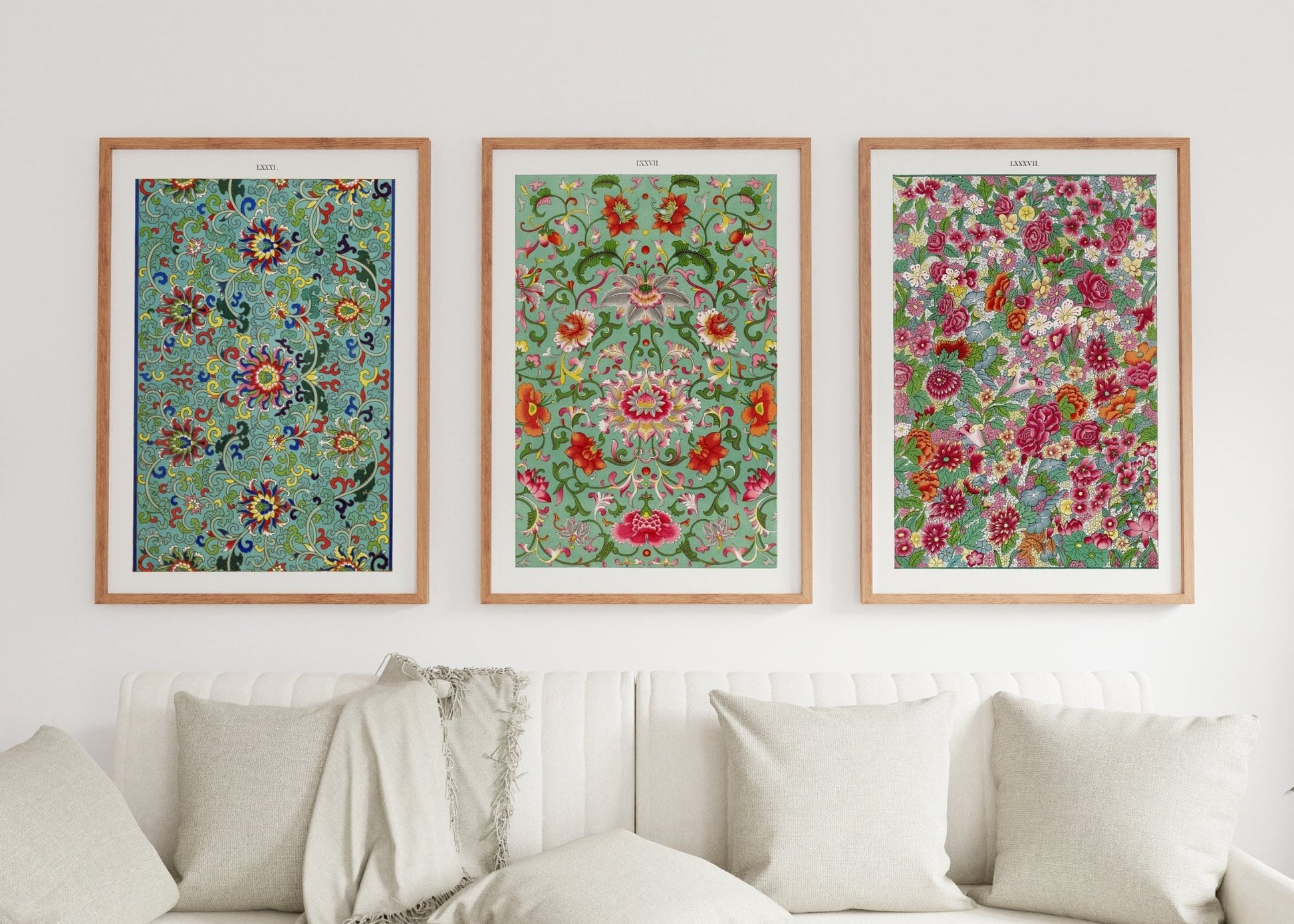 OWEN JONES - Set of 3 Chinese Ornament Floral Patterns - Pathos Studio - Art Print Sets