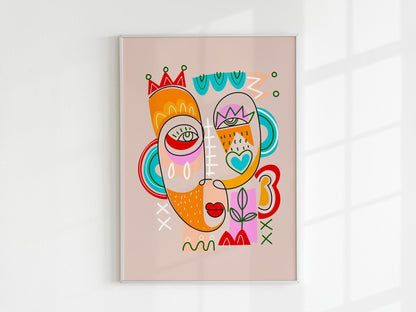 Set of 3 Colourful Abstract Face Prints - Pathos Studio - Art Print Sets